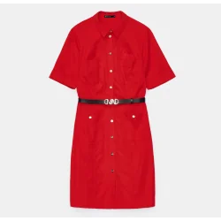 KOSZULOWA CZERWONA SUKIENKA MINI MOHITO ROZMIAR 38