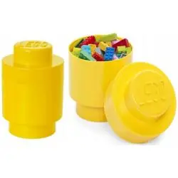 OKRĄGŁY POJEMNIK NA KLOCKI ŻÓŁTY LEGO