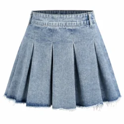 SPÓDNICZKA MINI JEANSOWA PLISOWANA CIDER ROZMIAR L