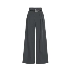 SPODNIE DAMSKIE Z SZEROKIMI NOGAWKAMI PLISOWANE SZARE CIDER ROZMIAR M
