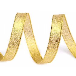 CIENKA WSTĄŻKA BROKATOWA ZŁOTA DO DEKORACJI