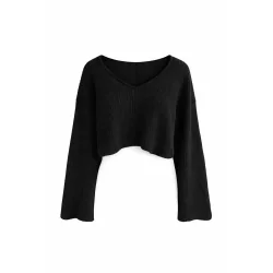 SWETER DAMSKI CZARNY KRÓTKI ROZMIAR L