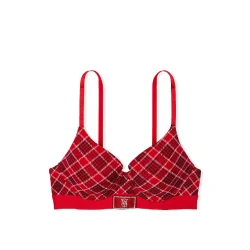 BIUSTONOSZ DAMSKI CZERWONY KRATKA VICTORIA\'S SECRET ROZMIAR 34DDD