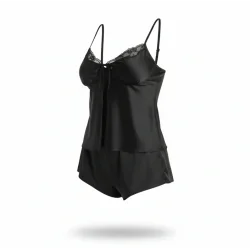 PIŻAMA SATYNOWA LOUNGE CZARNA ROZMIAR M