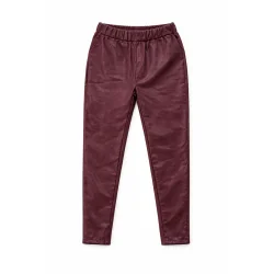 SPODNIE DAMSKIE BORDOWE Z EKO SKÓRY OCIEPLANE ROZMIAR L