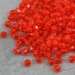 KORALIKI DO BIŻUTERII CZERWONE 4MM