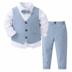 ELEGANCKI KOMPLET CHŁOPIĘCY KOSZULA + KAMIZELKA + SPODNIE ROZMIAR 80