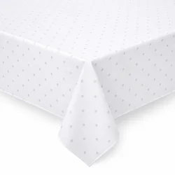 OBRUS NA STÓŁ TKANY KROPKI 110X160 CM BIAŁY