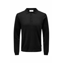 SWETER MĘSKI ONLY & SONS POLO CZARNY ROZMIAR M