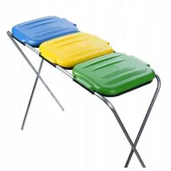 KOSZ DO SEGREGACJI ŚMIECI 3-STANOWISKOWY Z KLAPAMI I STELAŻEM 60L 120L 240L