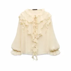 ELEGANCKA BLUZKA Z FALBANAMI ZARA ROZMIAR XS