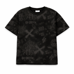 T-SHIRT CHŁOPIĘCY CZARNY Z NADRUKIEM ROZMIAR 158 COCCODRILLO