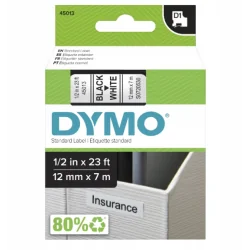 TAŚMA DYMO D1 45013 12MM X 7M CZARNA NA BIAŁEJ ETYKIECIE