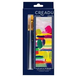 ZESTAW FARB AKRYLOWYCH CREADU 12 KOLORÓW + 2 PĘDZELKI