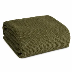 DUŻY KOC AMBER OLIWKOWY 200 X 220 CM