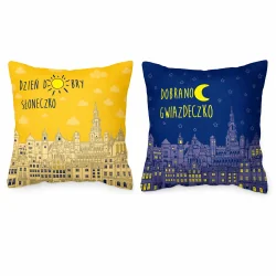 DEKORACYJNA PODUSZKA DWUSTRONNA DZIEŃ DOBRY/DOBRANOC