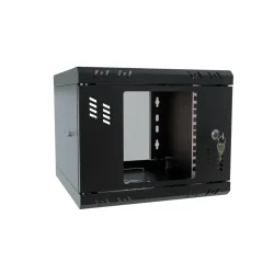 SZAFA SERWEROWA RACK 10 CALI 4U 300 MM WISZĄCA Z SZYBĄ CZARNA STALFLEX S-RC10-4U-300GB