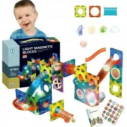 KLOCKI MAGNETYCZNE ŚWIECĄCE DUŻE TOR KULKOWY MADEJ 6+