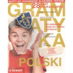 JĘZYK POLSKI GRAMATYKA 28 KART EDUKACYJNYCH KLASA 5-8