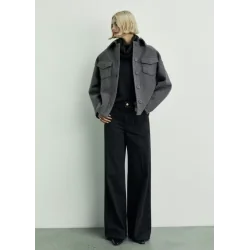 SPODNIE JEANSOWE MANGO EMMA WIDELEG BLACK DENIM 36