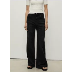 JEANSY DAMSKIE MANGO ELISE WIDE LEG WYSOKI STAN ROZMIAR 36 BLACK DENIM