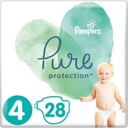 PAMPERS, PURE PROTECTION, PIELUCHY JEDNORAZOWE, ROZMIAR 4, 9–14 KG, 28 SZT.