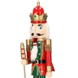 DUZY DZIADEK DO ORZECHÓW DREWNIANY 60 CM CZERWONO-ZIELONY