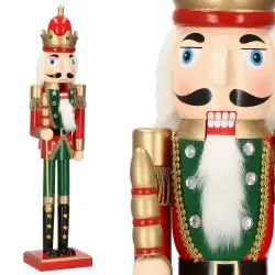 DUŻY DZIADEK DO ORZECHÓW DREWNIANY 60 CM CZERWONO-ZIELONY