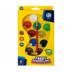 FARBY AKWARELOWE 12 KOLORÓW + PĘDZELEK ASTRA