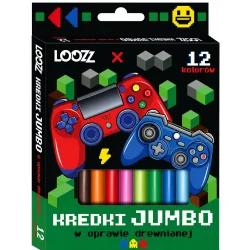 KREDKI OŁÓWKOWE JUMBO 12 KOLORÓW LOOZZ