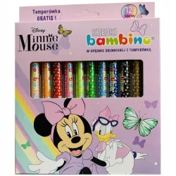 KREDKI OŁÓWKOWE BAMBINO 12 SZTUK MINNIE MOUSE + TEMPERÓWKA