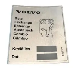 ORYGINALNA NAKLEJKA ETYKIETA SERWISOWA ROZRZĄDU VOLVO 5927377
