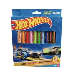 KREDKI BAMBINO HOT WHEELS GRUBE 12 KOLORÓW + TEMPERÓWKA