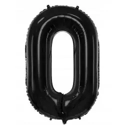 BALON CYFRA 0 CZARNY DEKORACJA URODZINOWA PARTYDECO 85 CM