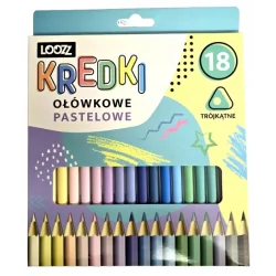 KREDKI OŁÓWKOWE TRÓJKĄTNE PASTELOWE 18 KOLORÓW LOOZZ