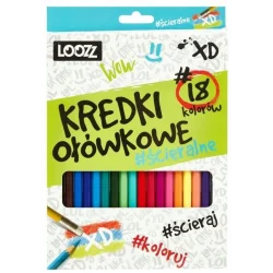 KREDKI OŁÓWKOWE ŚCIERALNE 18 KOLORÓW LOOZZ