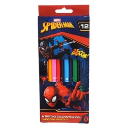 KREDKI OŁÓWKOWE 12 KOLORÓW SPIDER-MAN TRÓJKĄTNE W OPRAWIE DREWNIANEJ