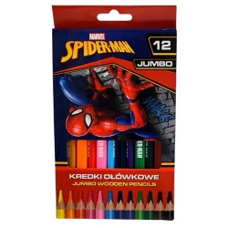 KREDKI OŁÓWKOWE 12 KOLORÓW JUMBO TRÓJKĄTNE SPIDER-MAN