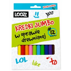 KREDKI JUMBO W OPRAWIE DREWNIANEJ 12 KOLORÓW LOOZZ