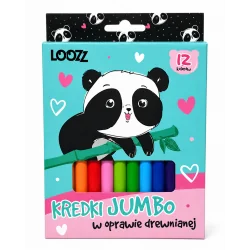 KREDKI OŁÓWKOWE JUMBO W OPRAWIE DREWNIANEJ 12 KOLORÓW LOOZZ