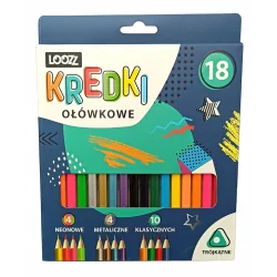 KREDKI OŁÓWKOWE TRÓJKĄTNE NEON METAL 18 KOLORÓW LOOZZ