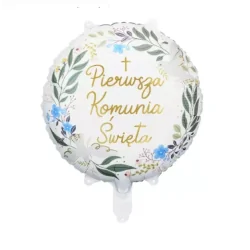 BALON FOLIOWY PIERWSZA KOMUNIA ŚWIĘTA 45 CM