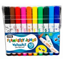 FLAMASTRY JUMBO ZMYWALNE 10 KOLORÓW LOOZZ
