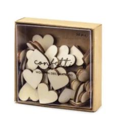 DREWNIANE KONFETTI SERCA 2 X 2 CM 50 SZTUK