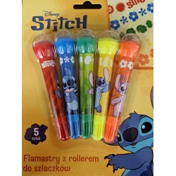 FLAMASTRY Z ROLLEREM DO SZLACZKÓW STITCH 5 KOLORÓW ST. MAJEWSKI
