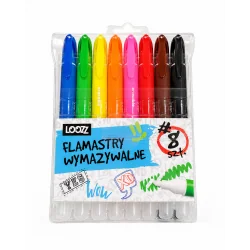 FLAMASTRY WYMAZYWALNE 8 KOLORÓW LOOZZ
