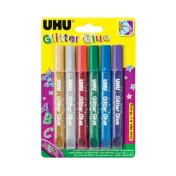 KLEJ Z BROKATEM 6 KOLORÓW GLITTER GLUE