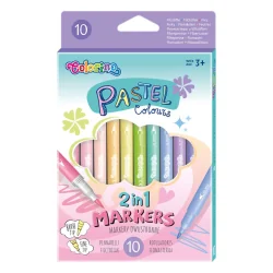 FLAMASTRY PASTELOWE DWUSTRONNE 10 KOLORÓW COLORINO