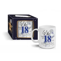 KUBEK NA 18 URODZINY STARS GRANAT 300 ML