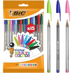 DŁUGOPIS TRADYCYJNY WIELOKOLOROWY 15 SZTUK BIC